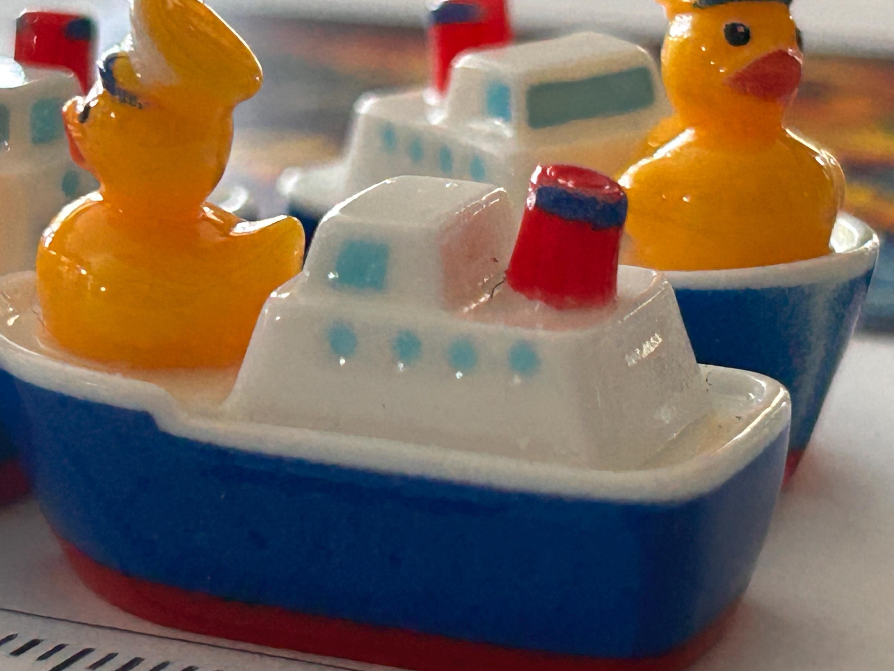Set of 5, Sailor on a Boat Themed Mini Resin Ducks, Magnetic or Non-Magnetic, Optional Personalized Duck Hiding Tags