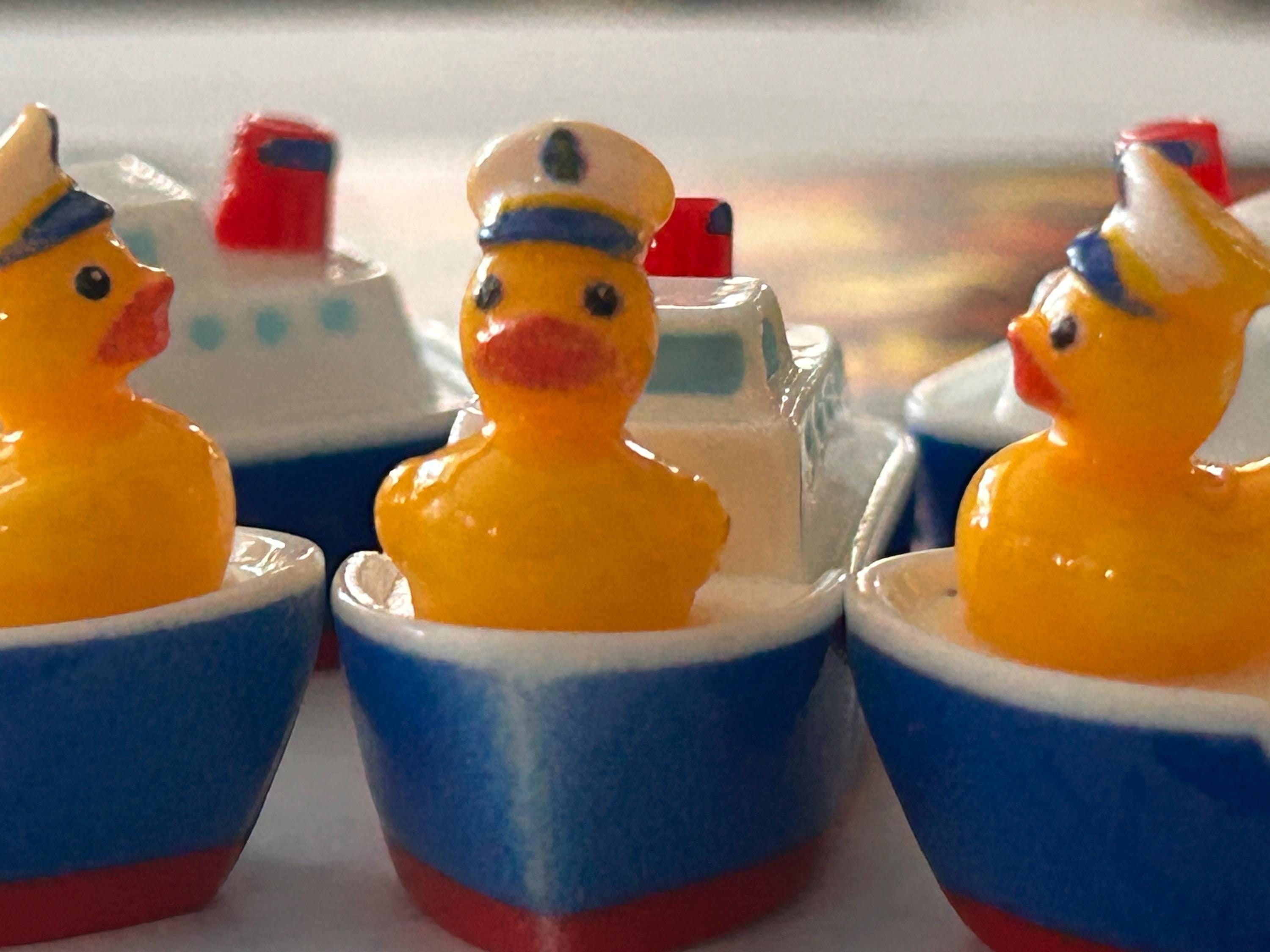 Set of 5, Sailor on a Boat Themed Mini Resin Ducks, Magnetic or Non-Magnetic, Optional Personalized Duck Hiding Tags