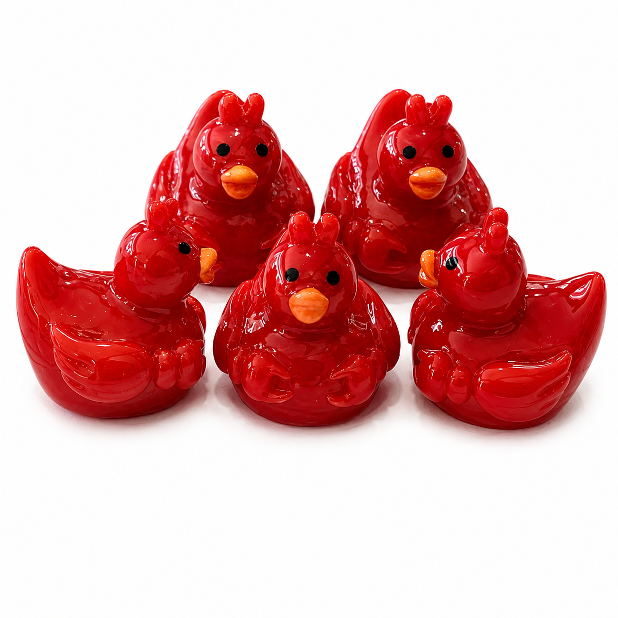 Set of 5, Red Crab Themed Mini Resin Ducks, Magnetic or Non-Magnetic, Optional Personalized Duck Hiding Tags