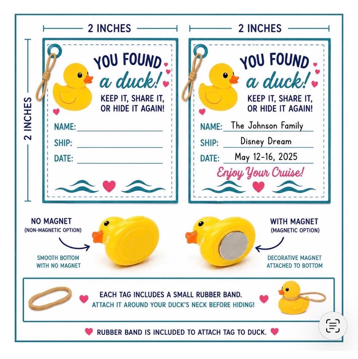 Set of 5, Red Crab Themed Mini Resin Ducks, Magnetic or Non-Magnetic, Optional Personalized Duck Hiding Tags