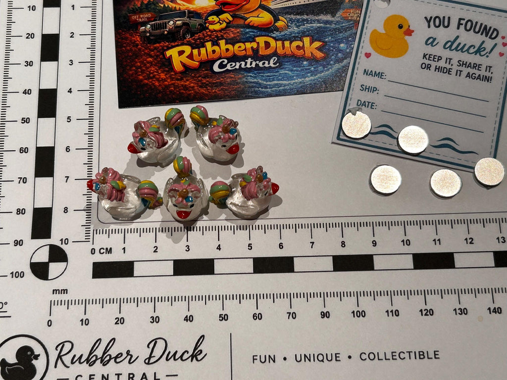 Set of 5, Glow-in-the-Dark Unicorn Themed Mini Resin Ducks, Magnetic or Non-Magnetic, Optional Personalized Duck Hiding Tags