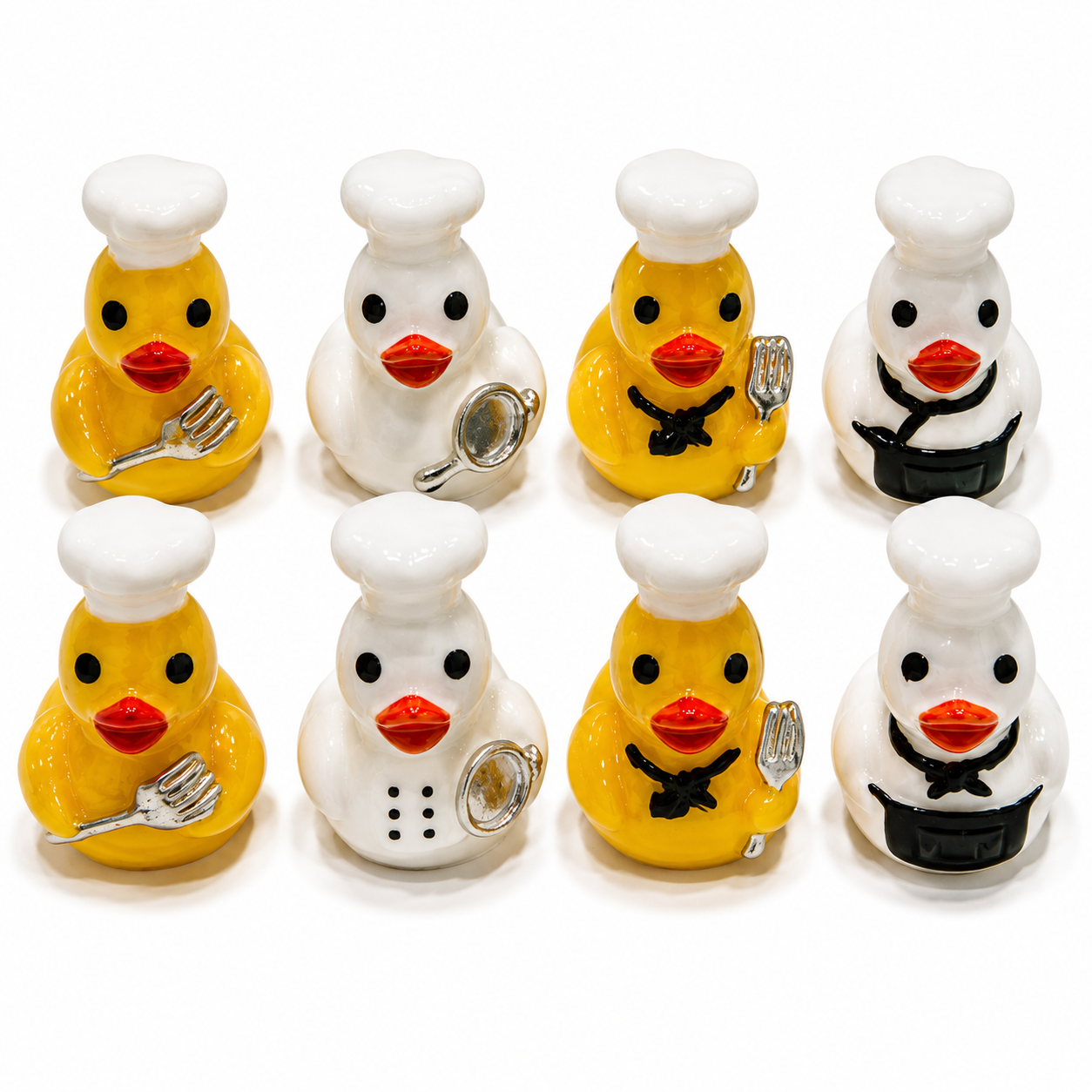 Set of 8, Chef Themed Mini Resin Ducks, Magnetic or Non-Magnetic, Optional Personalized Duck Hiding Tags