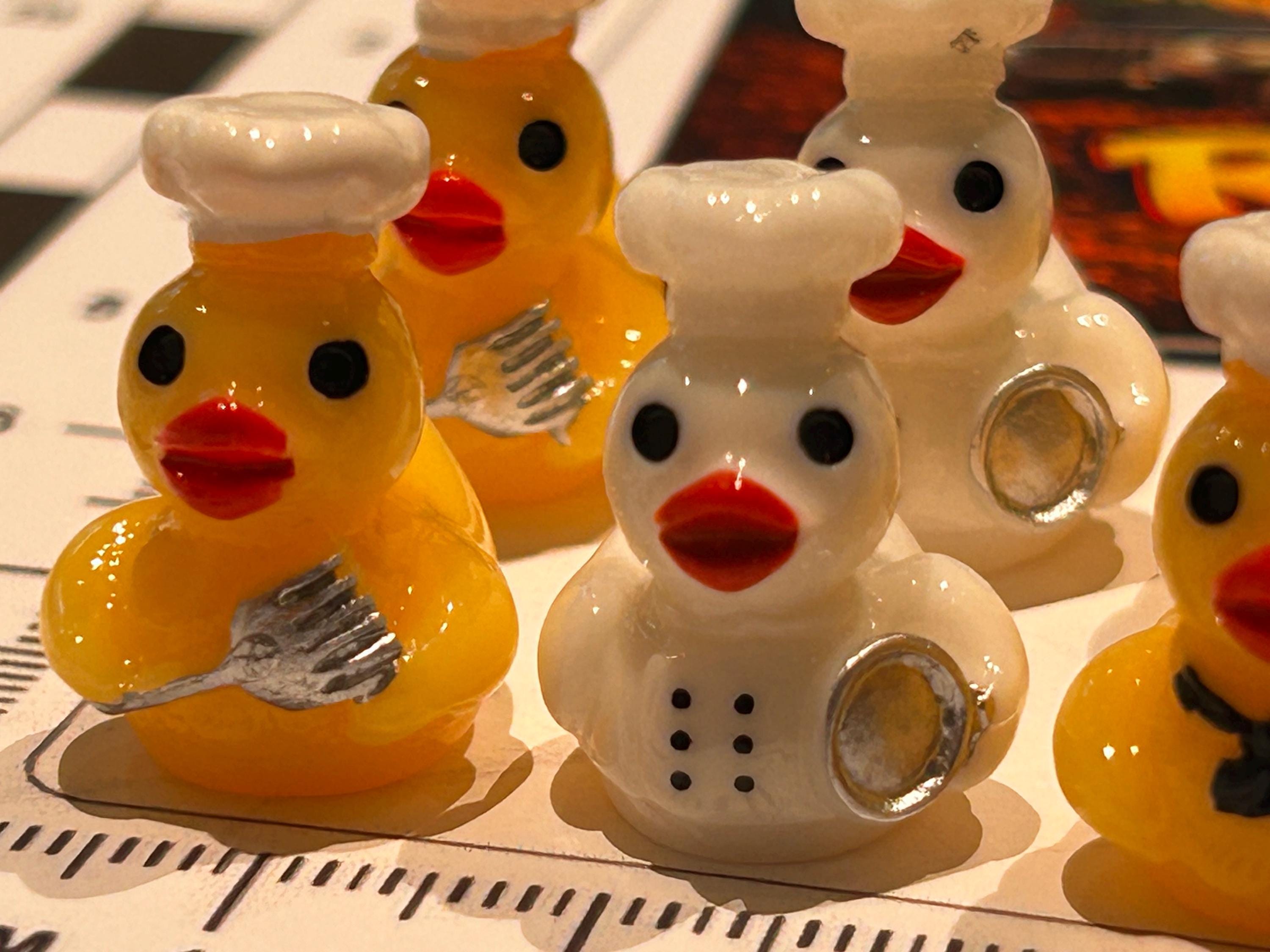 Set of 8, Chef Themed Mini Resin Ducks, Magnetic or Non-Magnetic, Optional Personalized Duck Hiding Tags