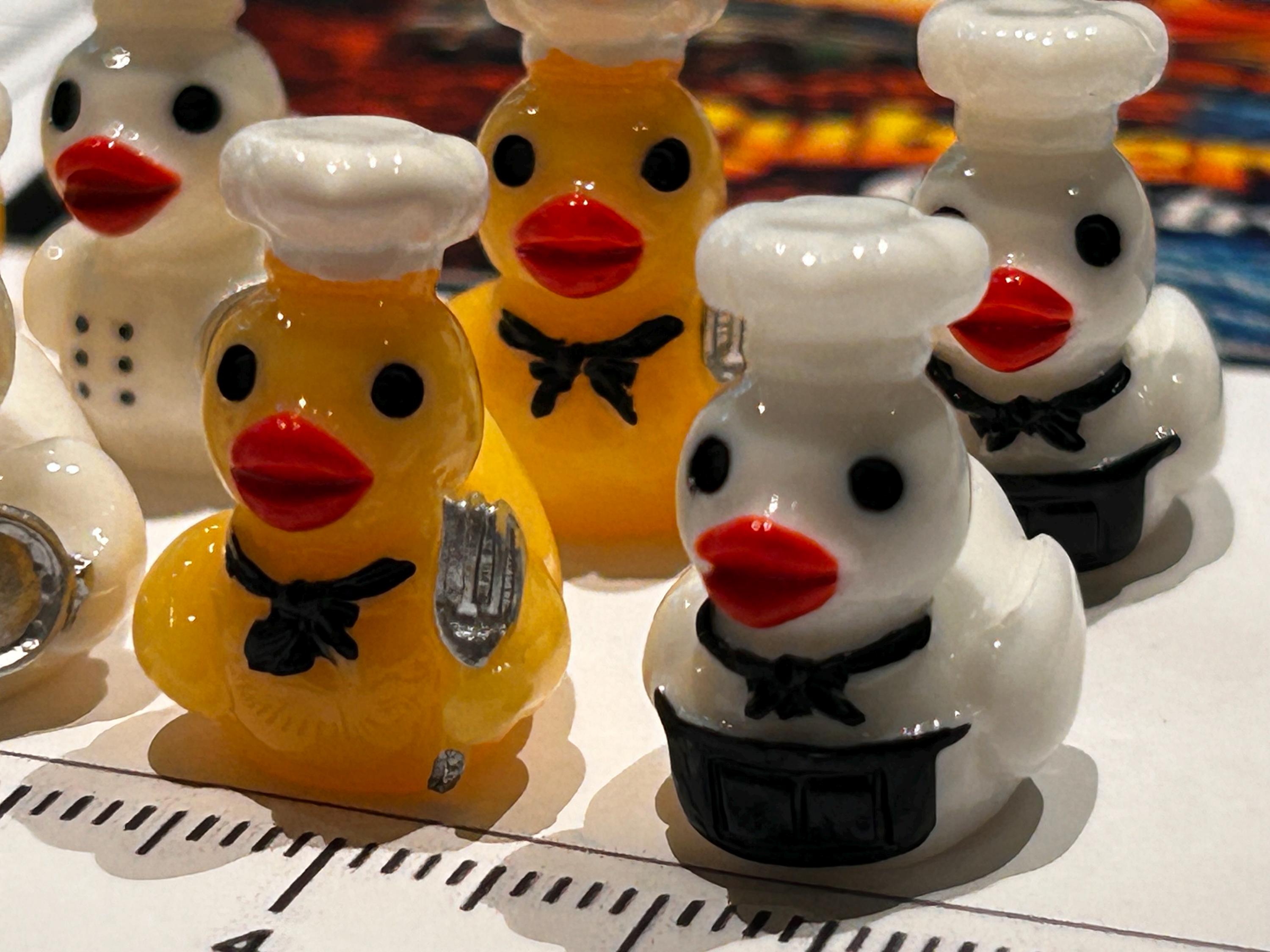Set of 8, Chef Themed Mini Resin Ducks, Magnetic or Non-Magnetic, Optional Personalized Duck Hiding Tags