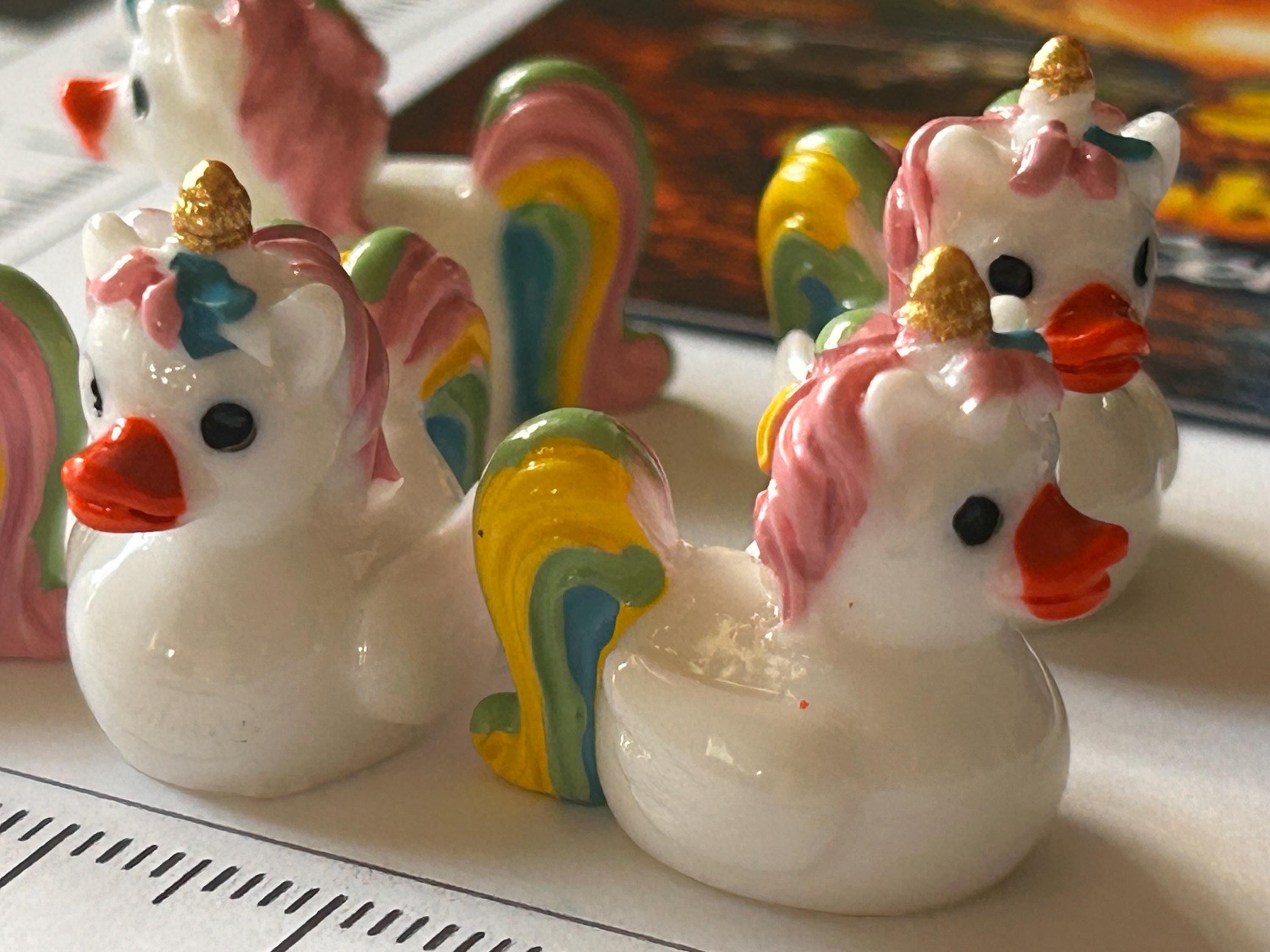 Set of 5, Unicorn Themed Mini Resin Ducks, Magnetic or Non-Magnetic, Optional Personalized Duck Hiding Tags