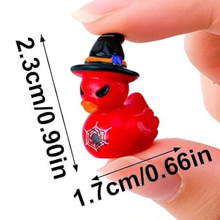 Set of 6, Halloween Witches Themed Mini Resin Ducks, Magnetic or Non-Magnetic, Optional Personalized Duck Hiding Tags