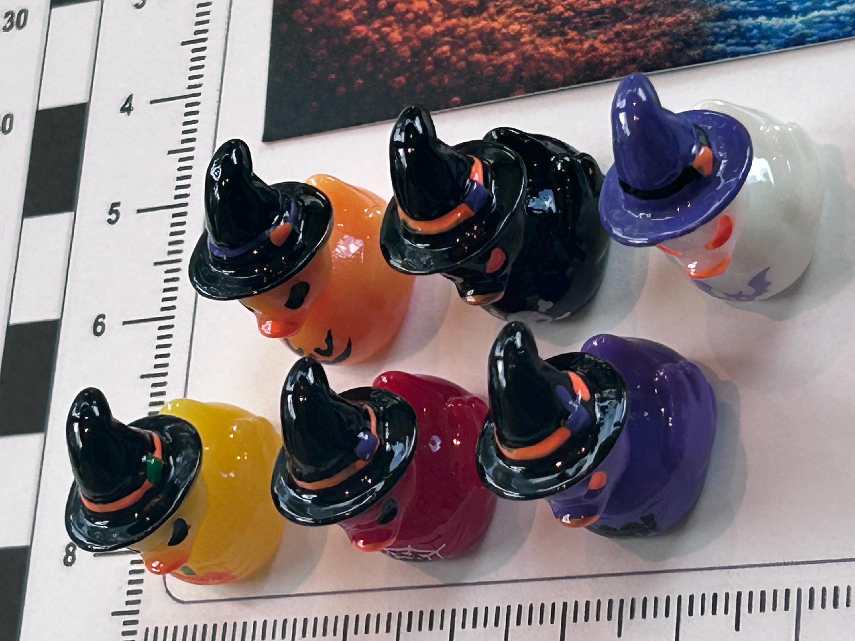 Set of 6, Halloween Witches Themed Mini Resin Ducks, Magnetic or Non-Magnetic, Optional Personalized Duck Hiding Tags
