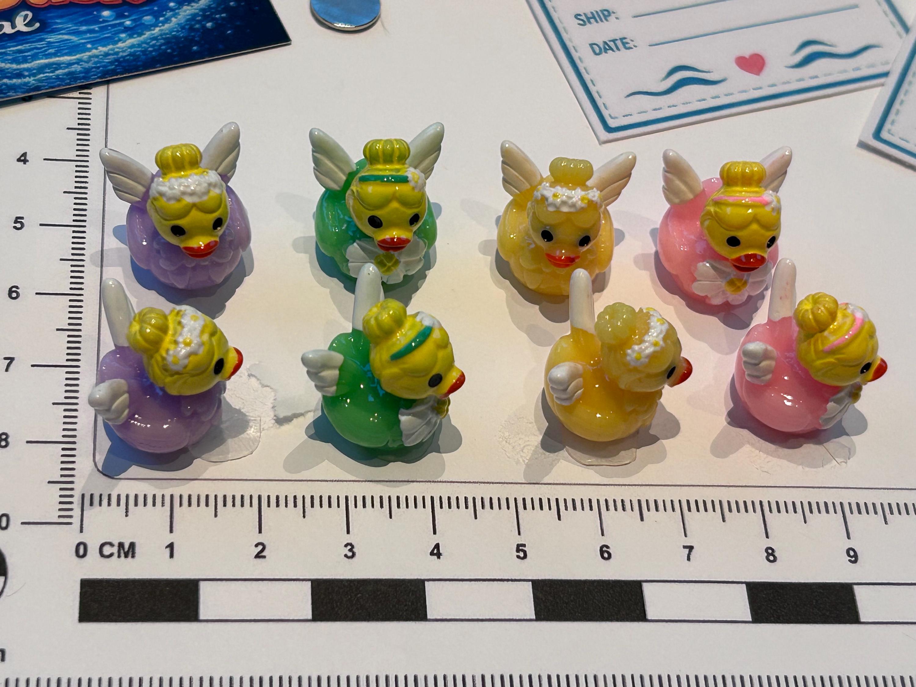 Set of 8, Fairy Themed Mini Resin Ducks, Magnetic or Non-Magnetic, Optional Personalized Duck Hiding Tags