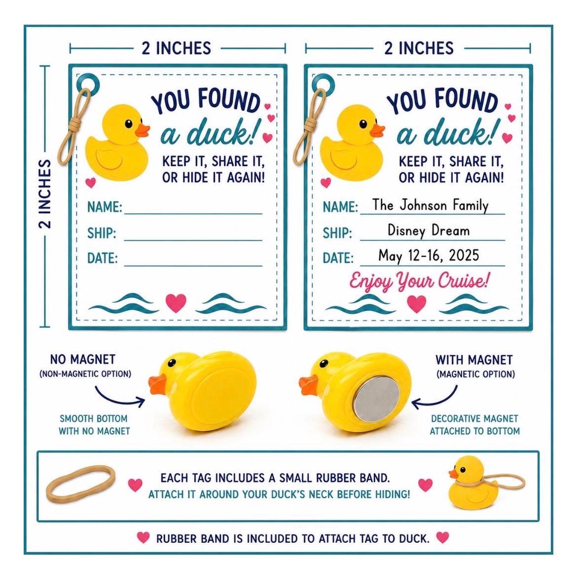 Set of 5, Clownfish Themed Mini Resin Ducks, Magnetic or Non-Magnetic, Optional Personalized Duck Hiding Tags
