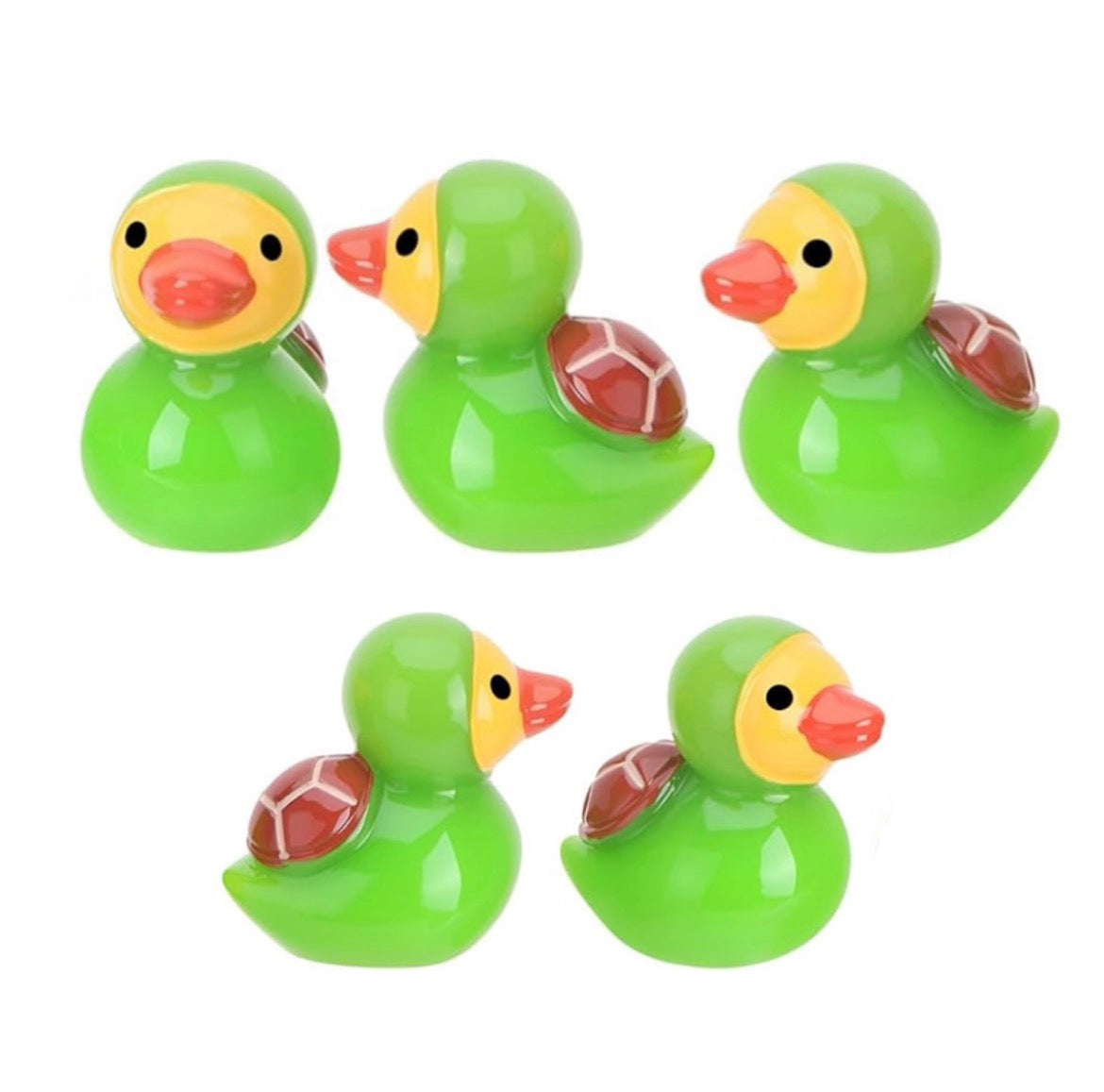 Set of 5, Bright Colored Turtle Themed Mini Resin Ducks, Magnetic or Non-Magnetic, Optional Personalized Duck Hiding Tags