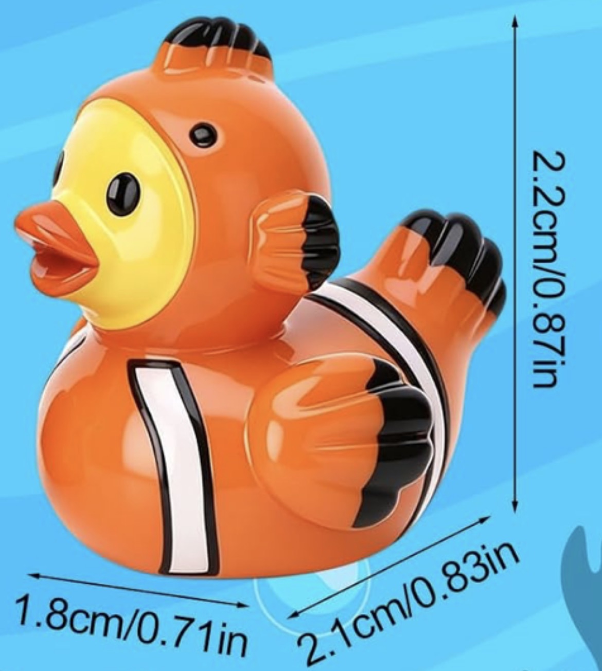 Set of 5, Clownfish Themed Mini Resin Ducks, Magnetic or Non-Magnetic, Optional Personalized Duck Hiding Tags