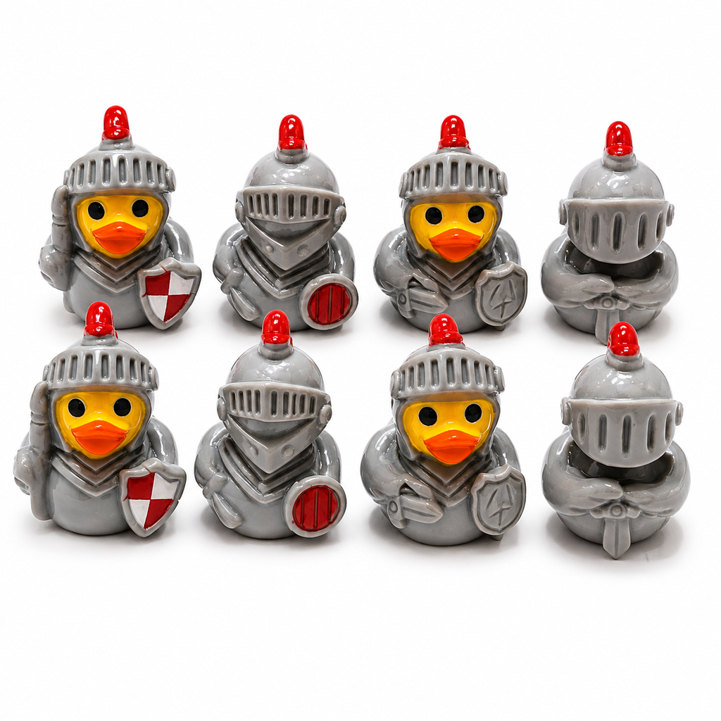 Set of 8, Medieval Knights Themed Mini Resin Ducks, Magnetic or Non-Magnetic, Optional Personalized Duck Hiding Tags