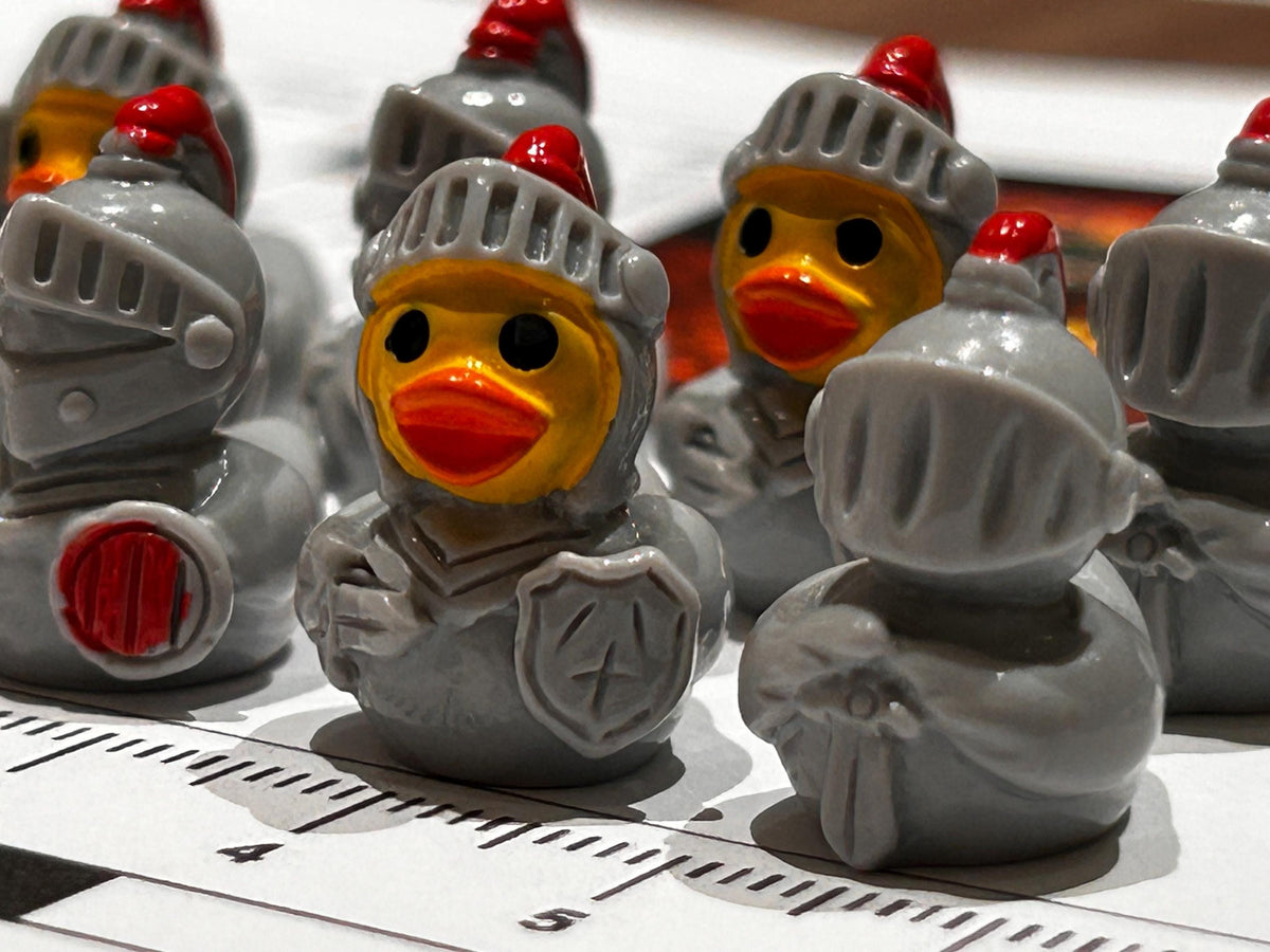 Set of 8, Medieval Knights Themed Mini Resin Ducks, Magnetic or Non-Magnetic, Optional Personalized Duck Hiding Tags