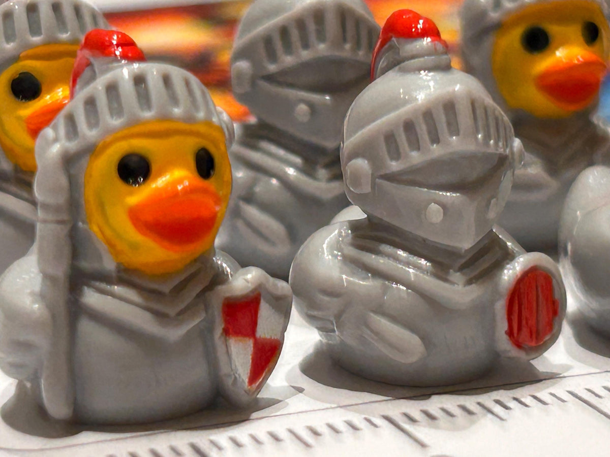 Set of 8, Medieval Knights Themed Mini Resin Ducks, Magnetic or Non-Magnetic, Optional Personalized Duck Hiding Tags