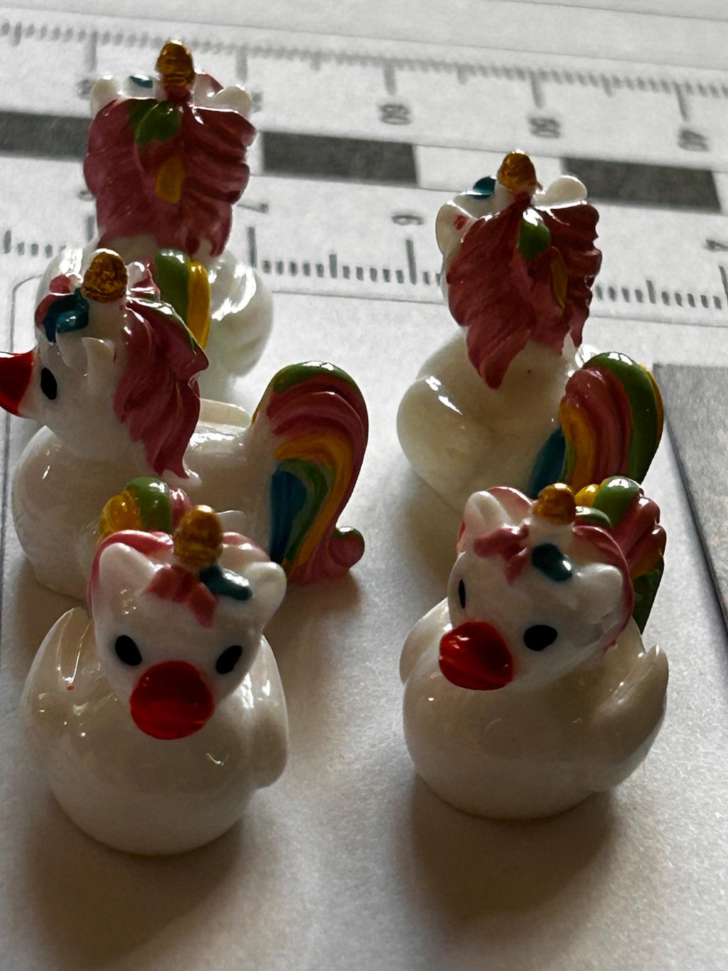 Set of 5, Unicorn Themed Mini Resin Ducks, Magnetic or Non-Magnetic, Optional Personalized Duck Hiding Tags