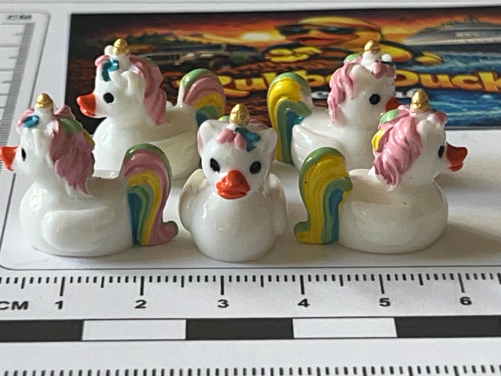 Set of 5, Unicorn Themed Mini Resin Ducks, Magnetic or Non-Magnetic, Optional Personalized Duck Hiding Tags