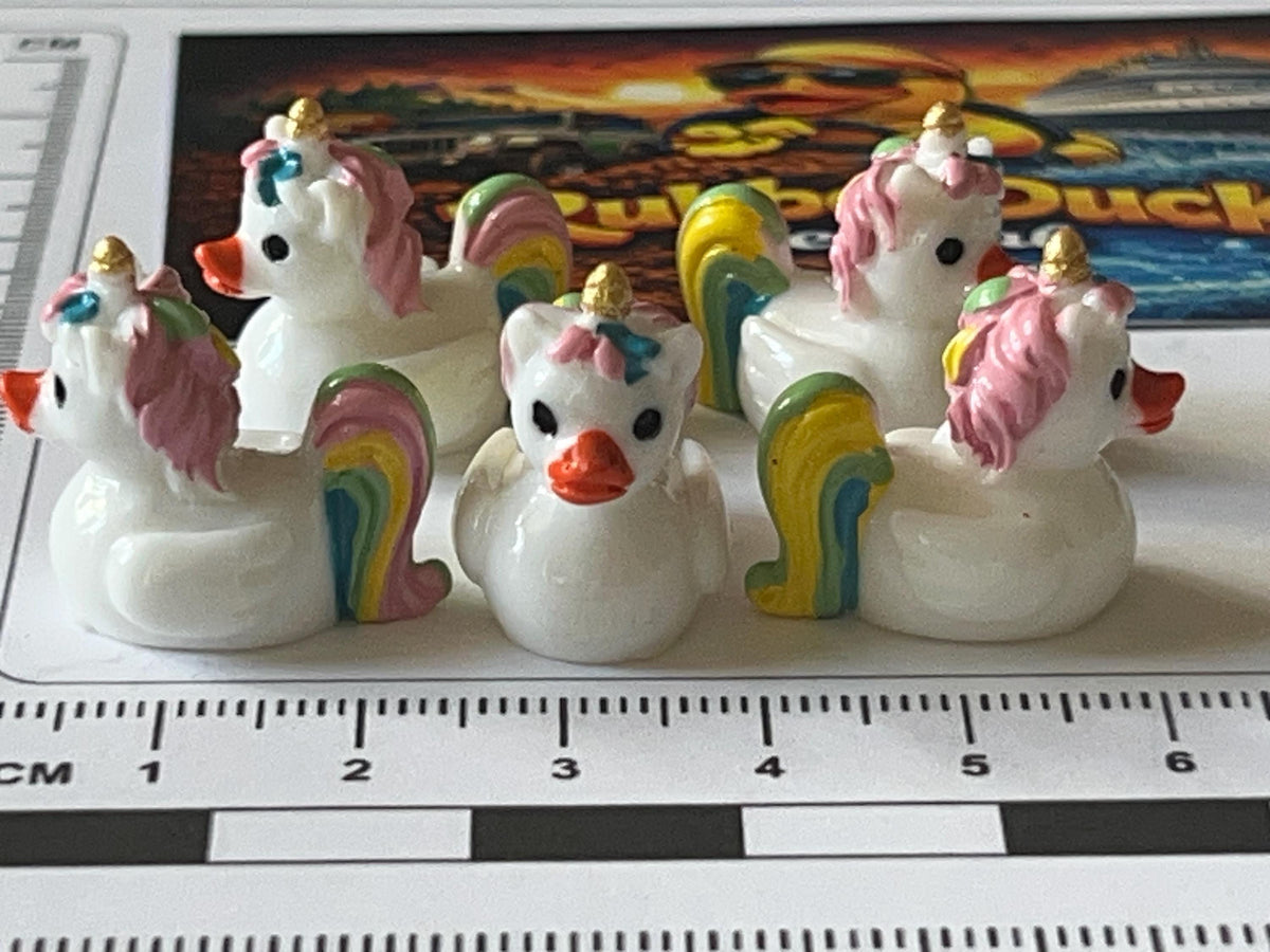 Set of 5, Unicorn Themed Mini Resin Ducks, Magnetic or Non-Magnetic, Optional Personalized Duck Hiding Tags