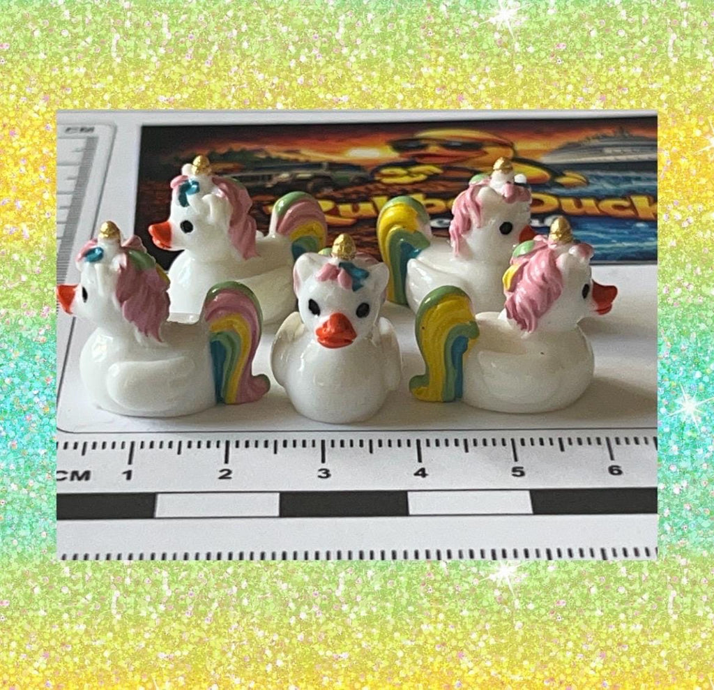 Set of 5, Unicorn Themed Mini Resin Ducks, Magnetic or Non-Magnetic, Optional Personalized Duck Hiding Tags
