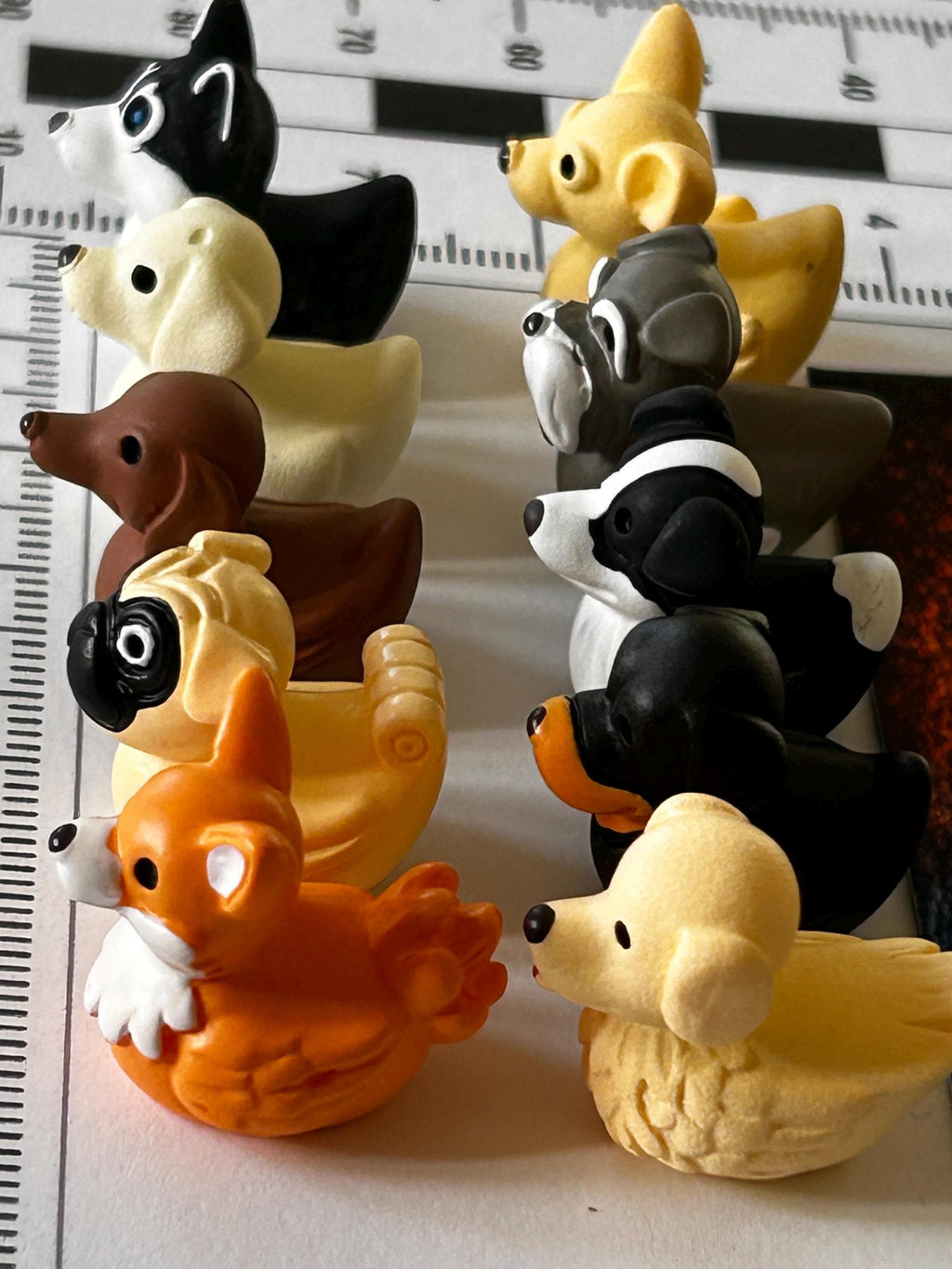 Set of 10, Dog Breed Themed Mini Resin Ducks, Magnetic or Non-Magnetic, Optional Personalized Duck Hiding Tags