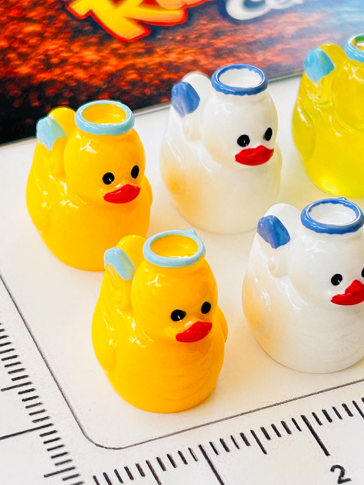 Set of 8, Angel Themed Mini Resin Ducks, Magnetic or Non-Magnetic, Optional Personalized Duck Hiding Tags
