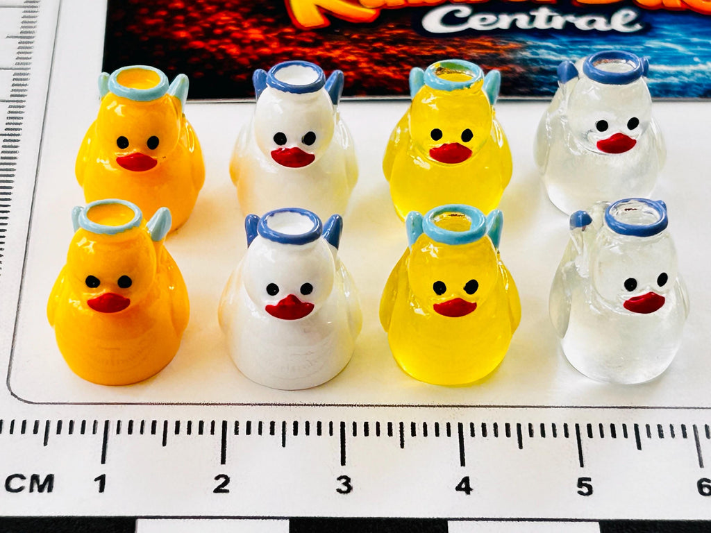 Set of 8, Angel Themed Mini Resin Ducks, Magnetic or Non-Magnetic, Optional Personalized Duck Hiding Tags