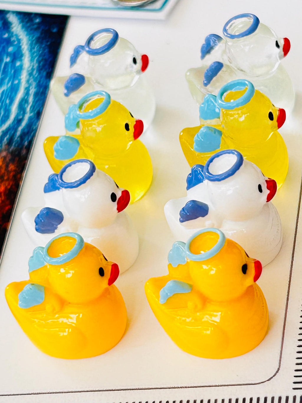 Set of 8, Angel Themed Mini Resin Ducks, Magnetic or Non-Magnetic, Optional Personalized Duck Hiding Tags