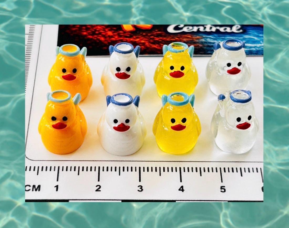 Set of 8, Angel Themed Mini Resin Ducks, Magnetic or Non-Magnetic, Optional Personalized Duck Hiding Tags