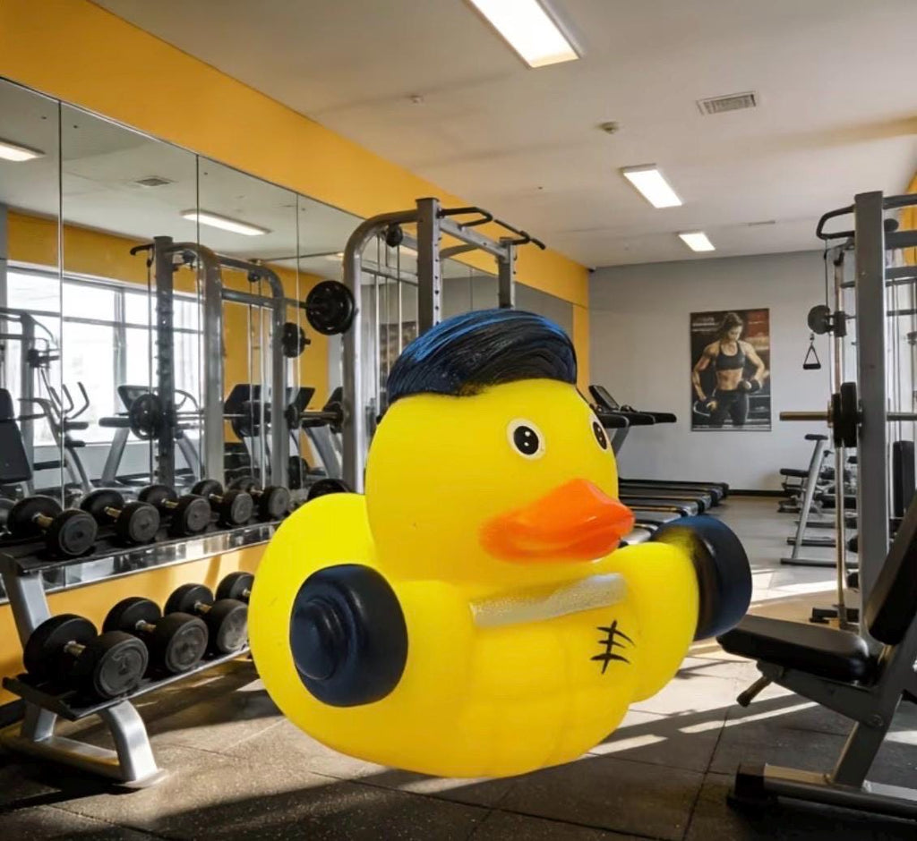 2 inch - weightlifting rubber duck – buff bodybuilder gym decor ornament (5cm)