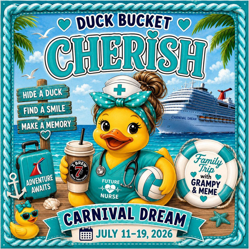 Personalized cruise duck bucket label – custom vinyl sticker (fits medium bucket)