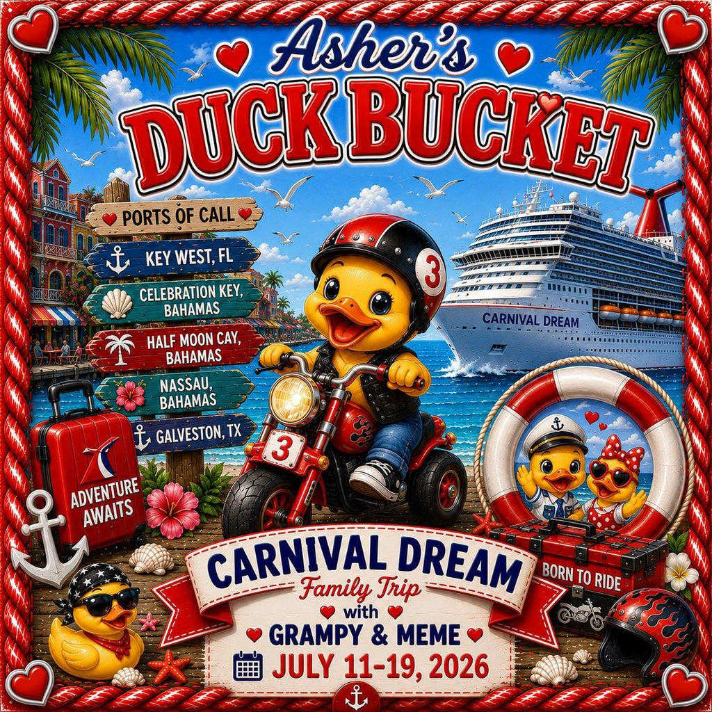 Personalized cruise duck bucket label – custom vinyl sticker (fits medium bucket)