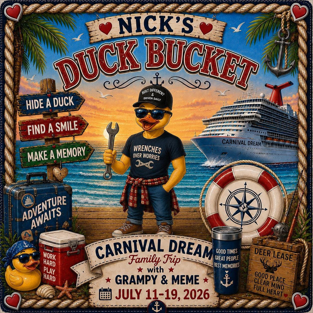 Personalized cruise duck bucket label – custom vinyl sticker (fits medium bucket)