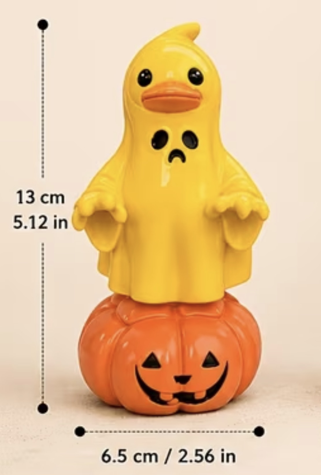 Hand Painted Halloween Ghost Duck on Pumpkin Figurine – Choose White or Yellow – Spooky Rubber Duck Decor – Fall Halloween Duck Collectible