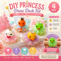 4 Piece DIY Princess Duck Dress Kit – Crown & Tutu Duck Craft Set – Assorted Colors – Cute Duck Gift, Party Favor & Craft Kit