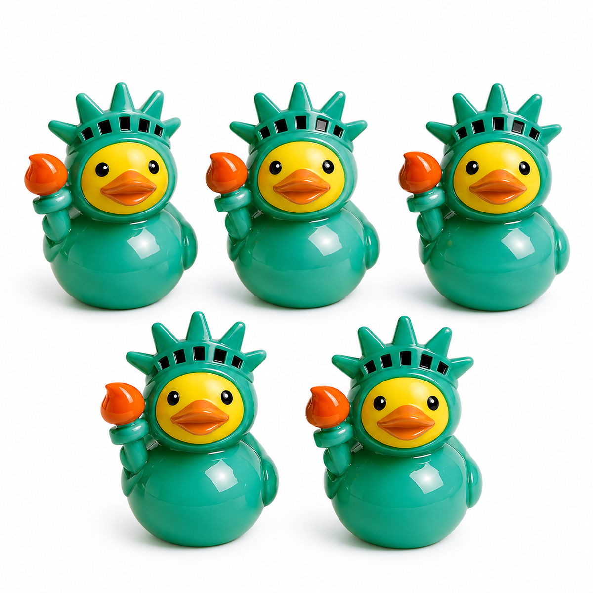 Set of 5, Statue of Liberty Themed Mini Resin Ducks, Magnetic or Non-Magnetic, Optional Personalized Duck Hiding Tags