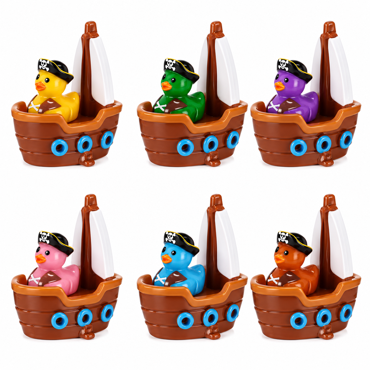Set of 6, Pirate Ship Themed Mini Resin Ducks, Magnetic or Non-Magnetic, Optional Personalized Duck Hiding Tags