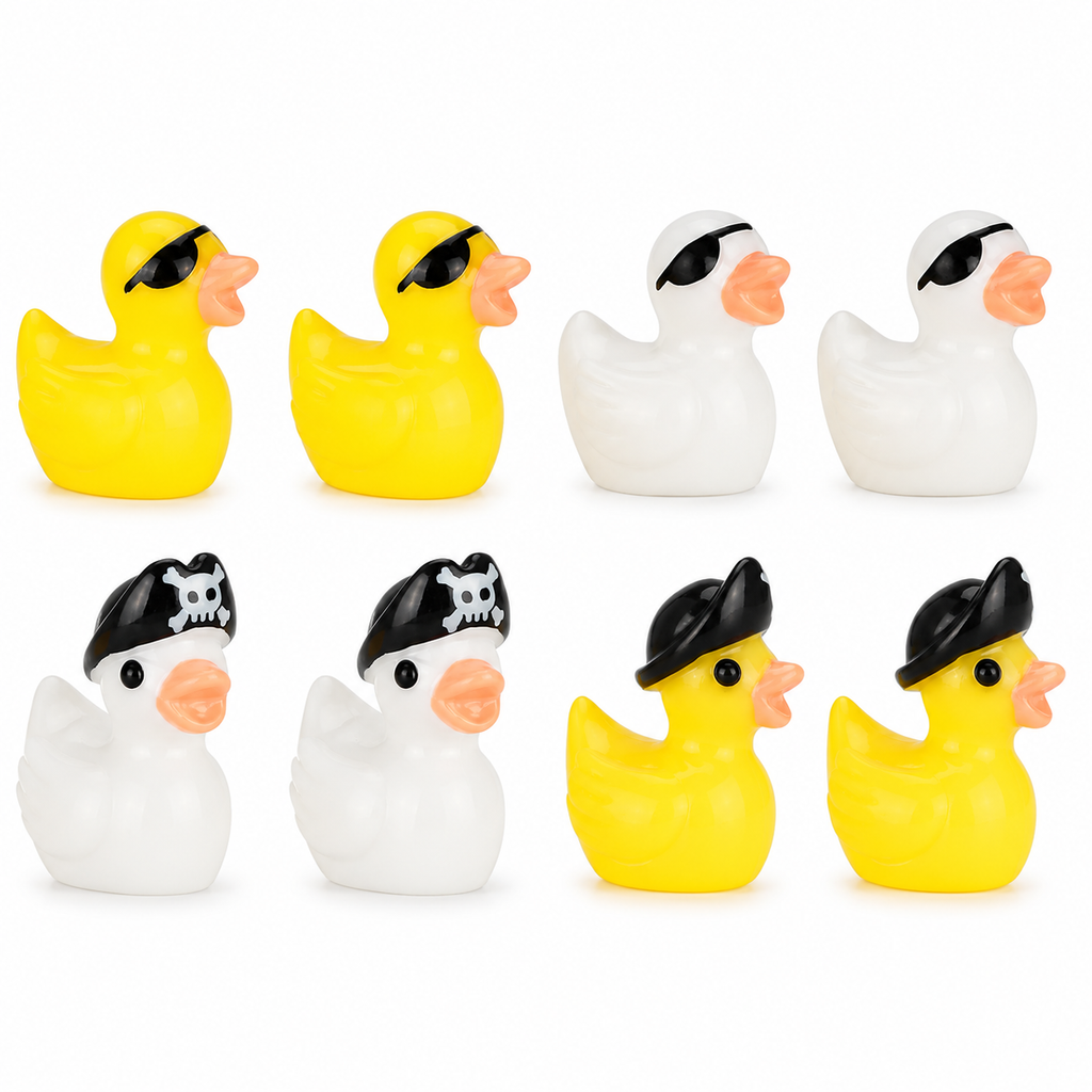 Set of 8, Pirate Themed Mini Resin Ducks, Magnetic or Non-Magnetic, Optional Personalized Duck Hiding Tags