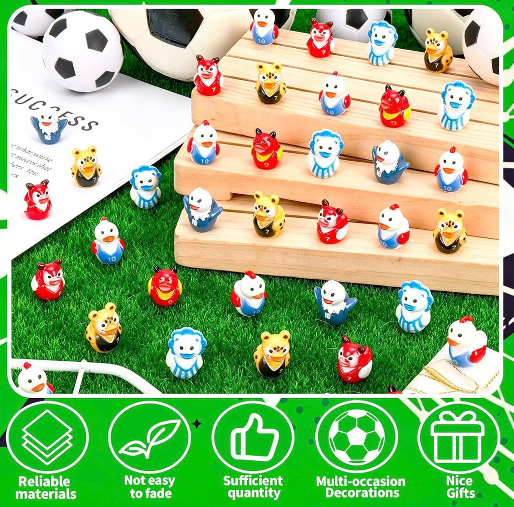 Mini Resin Ducks – Soccer World Cup Duck Set of 6, Sports Theme Tiny Resin Duck Figurines, Football Party Favors, Collectible Mini Ducks, Team Gifts, Cake Toppers, Fairy Garden Decor