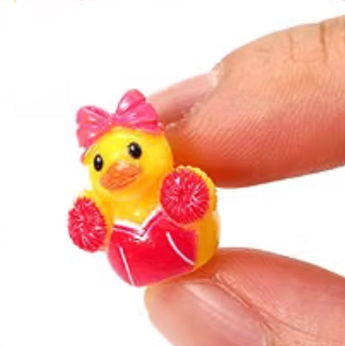 Set of 6, Pink Cheerleader Themed Mini Resin Ducks, Magnetic or Non-Magnetic, Optional Personalized Duck Hiding Tags