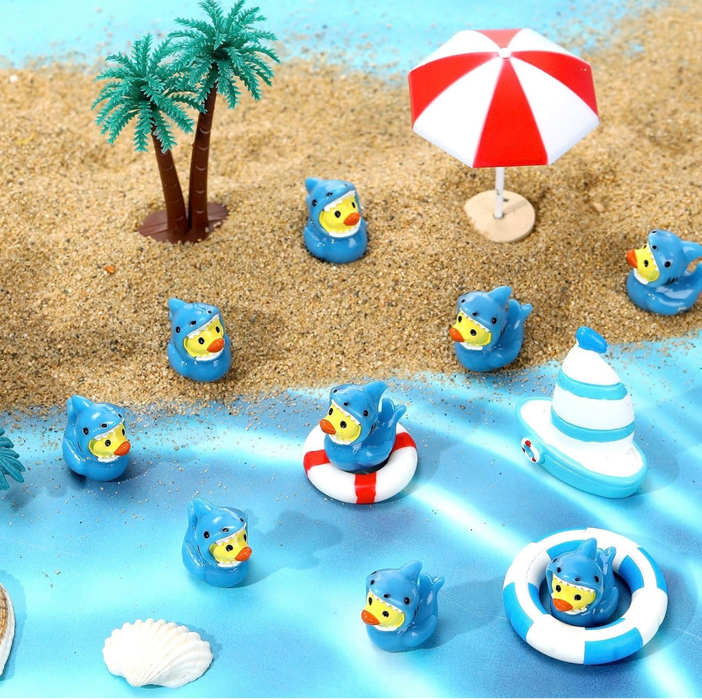 Customizable With or Without Magnets – Set of 5 Mini Resin Shark Ducks, Tiny Shark Costume Duck Figurines, Miniature Ocean Duckies, Beach Party Favors, Cruise Ducks, Jeep Ducks, Fairy Garden Decor