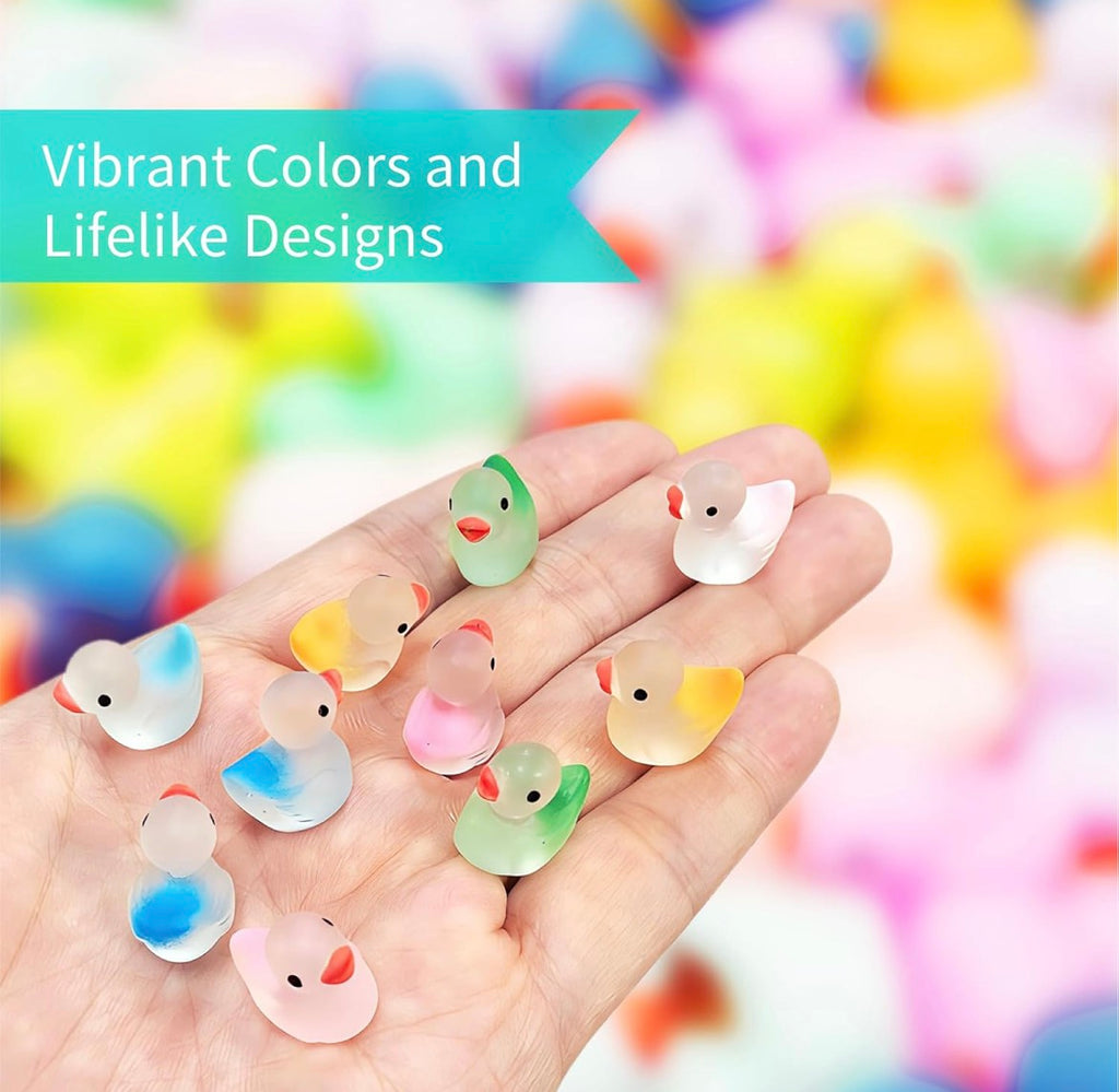 Mini Resin Ducks – Set of 10 Ombré Mini Resin Duck Figurines, Tiny Pastel Ducks for Cruise Ducking, Fairy Gardens, Party Favors, DIY Crafts, Dollhouses & Collecting