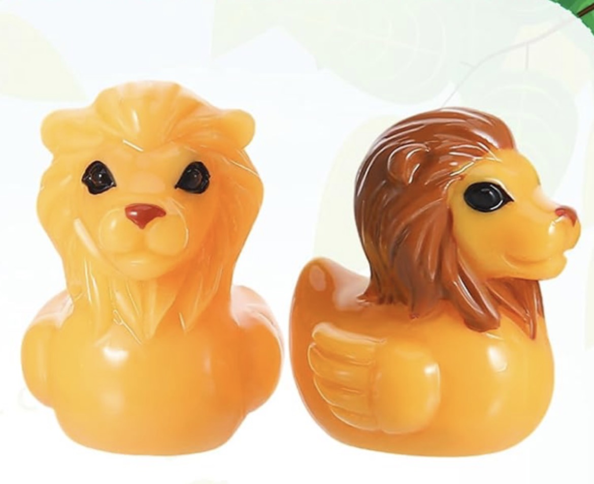 Set of 6, Lion Themed Mini Resin Ducks, Magnetic or Non-Magnetic, Optional Personalized Duck Hiding Tags