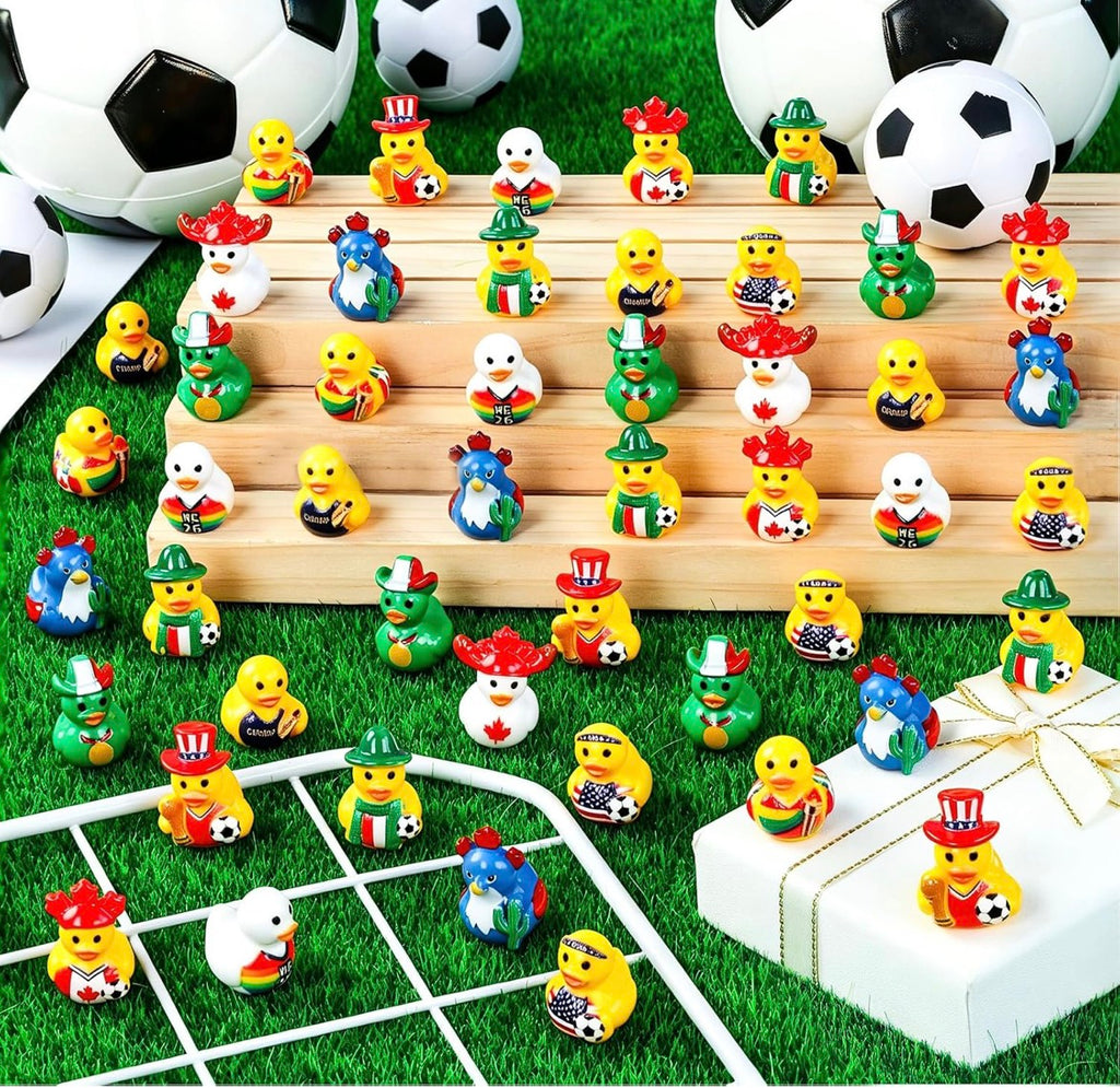 Customize With or Without Decorative Magnets • 2026 World Cup Soccer Mini Resin Duck Figurines • Set of 10 International Sports Collectible Ducks • Cruise Duck Hiding • Jeep Ducking • Party Favors
