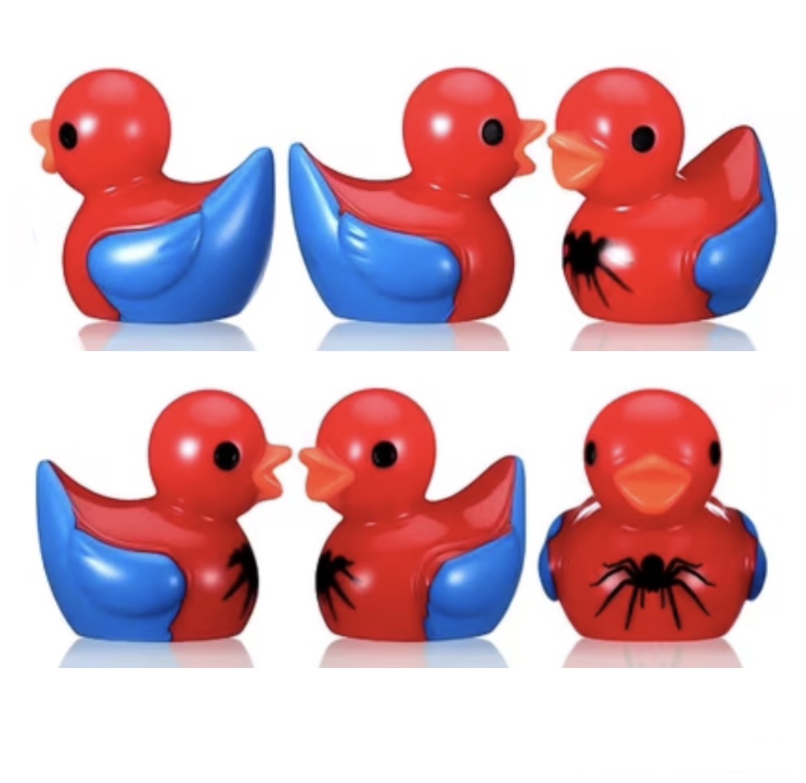 Set of 6, Spider Man Themed Mini Resin Ducks, Magnetic or Non-Magnetic, Optional Personalized Duck Hiding Tags l