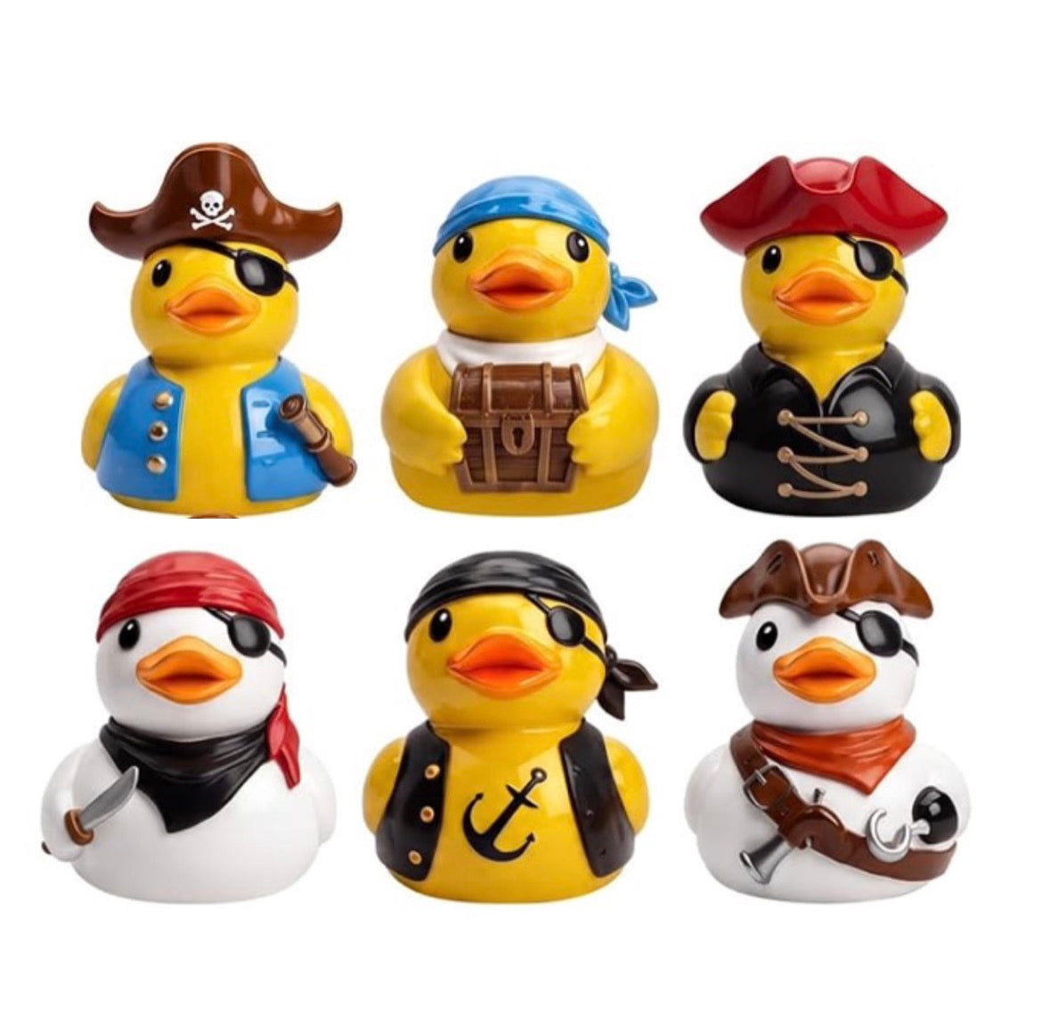 Set of 6, Colorful Pirate Themed Mini Resin Ducks, Magnetic or Non-Magnetic, Optional Personalized Duck Hiding Tags