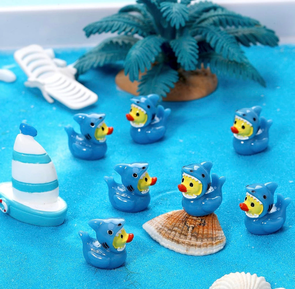 Customizable With or Without Magnets – Set of 5 Mini Resin Shark Ducks, Tiny Shark Costume Duck Figurines, Miniature Ocean Duckies, Beach Party Favors, Cruise Ducks, Jeep Ducks, Fairy Garden Decor