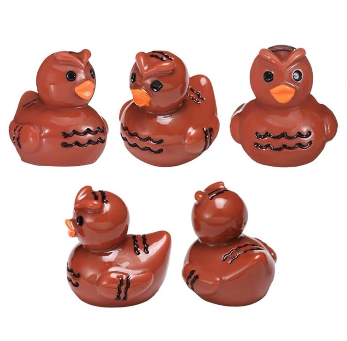 Set of 5, Owl Themed Mini Resin Ducks, Magnetic or Non-Magnetic, Optional Personalized Duck Hiding Tags