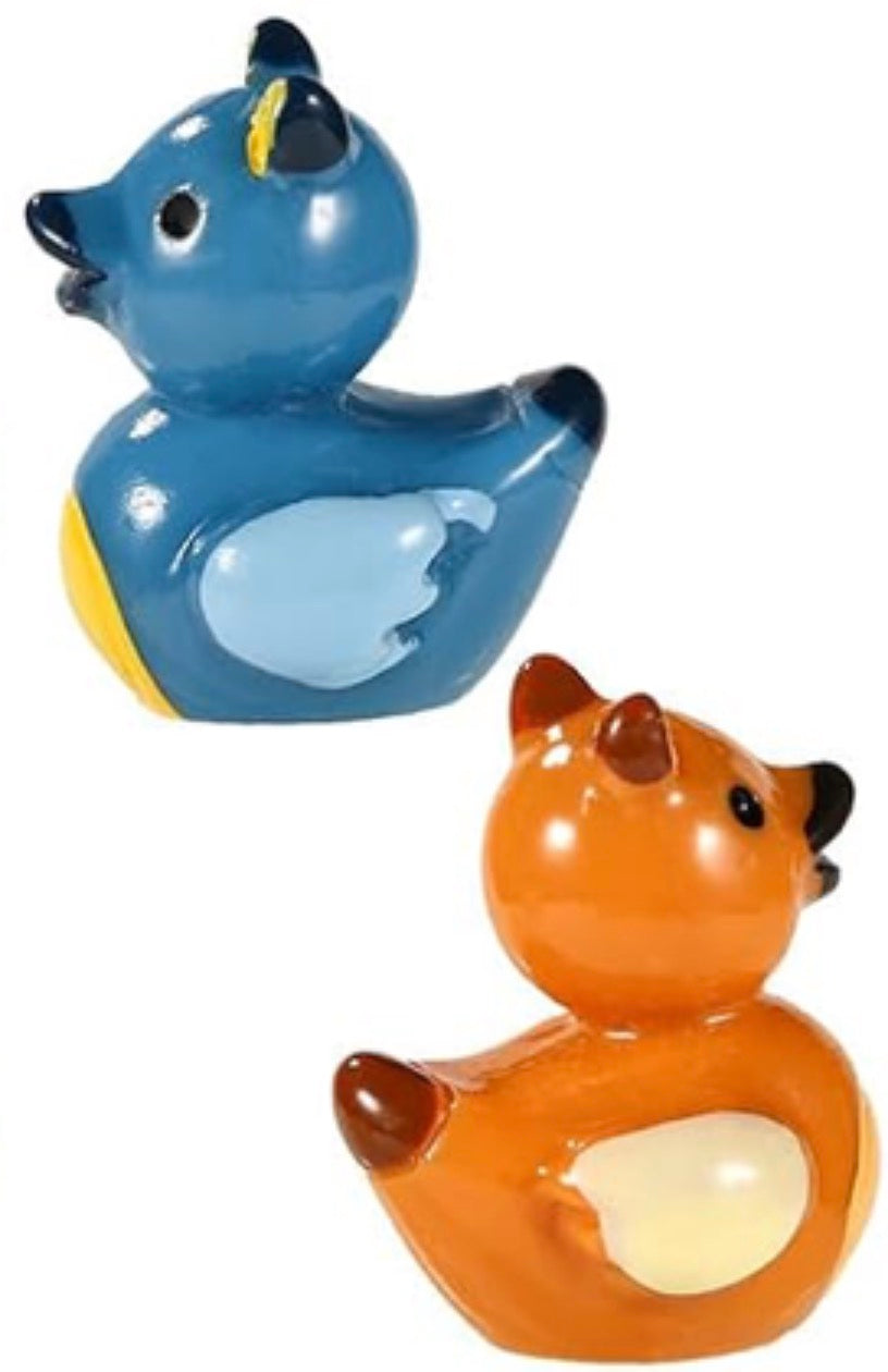 Set of 6, Orange Blue Cat Themed Mini Resin Ducks, Magnetic or Non-Magnetic, Optional Personalized Duck Hiding Tags