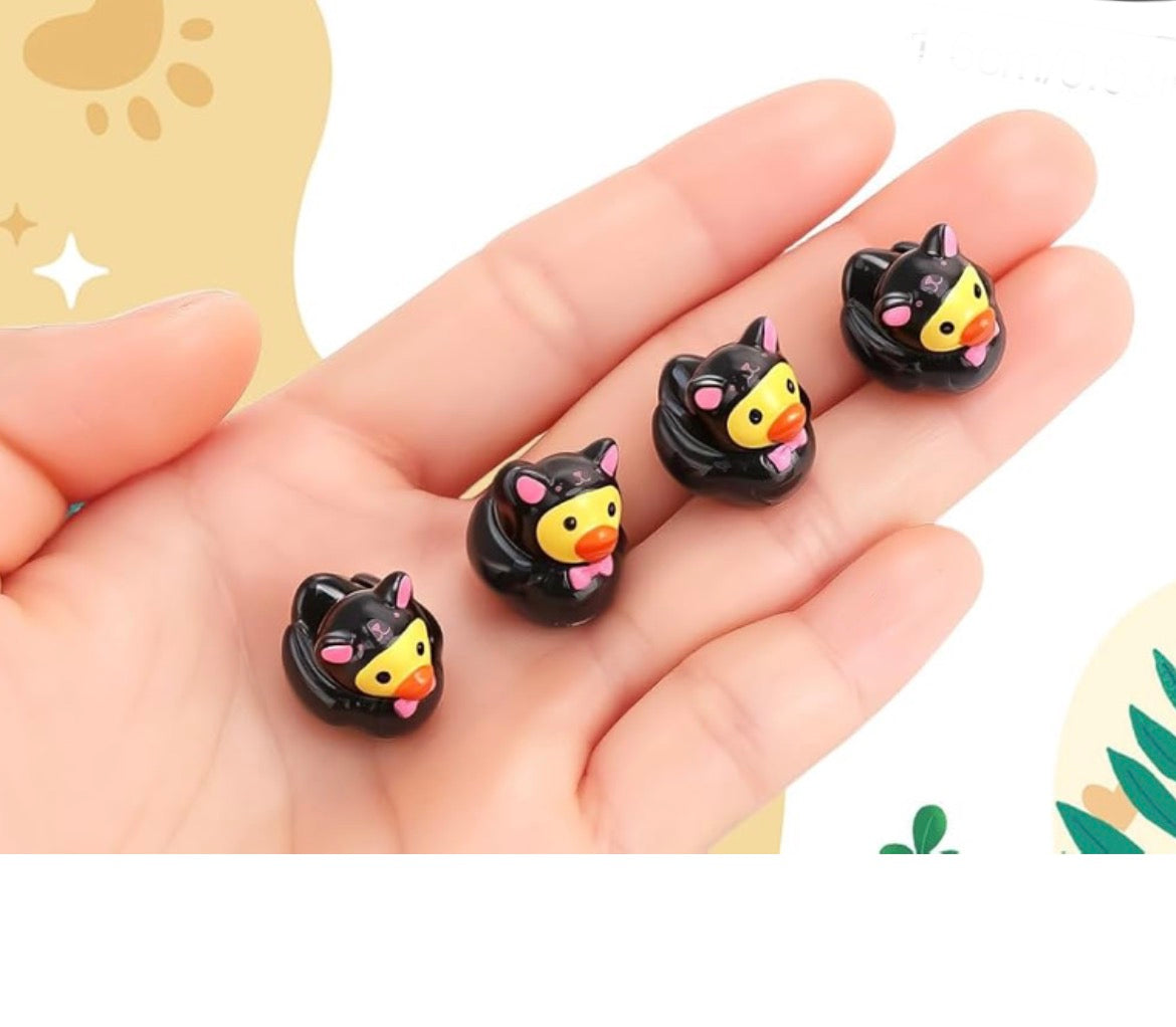 Set of 5, Black Cat Costume Themed Mini Resin Ducks, Magnetic or Non-Magnetic, Optional Personalized Duck Hiding Tags