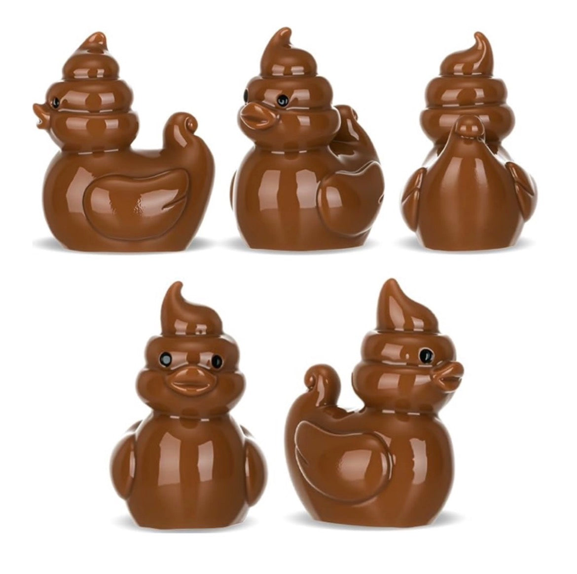 Set of 5, Poo Emoji Themed Mini Resin Ducks, Magnetic or Non-Magnetic, Optional Personalized Duck Hiding Tags
