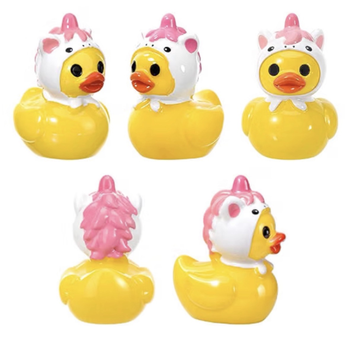 Set of 5, Unicorn Hat Themed Mini Resin Ducks, Magnetic or Non-Magnetic, Optional Personalized Duck Hiding Tags